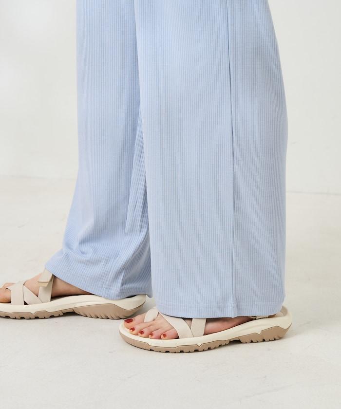 <接觸冷感/UV防護>冰夏季 肋骨寬鬆褲