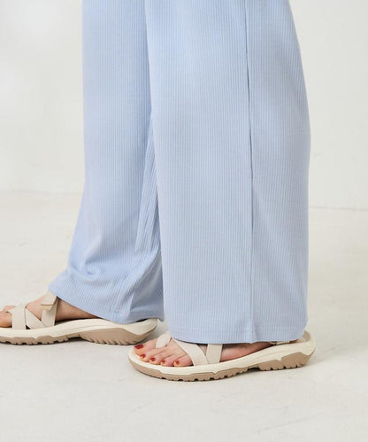 <接觸冷感/UV防護>冰夏季 肋骨寬鬆褲