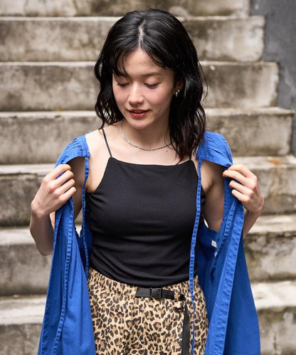 <接觸冷感/UV防護>冰夏季帶杯肋針織吊帶衫