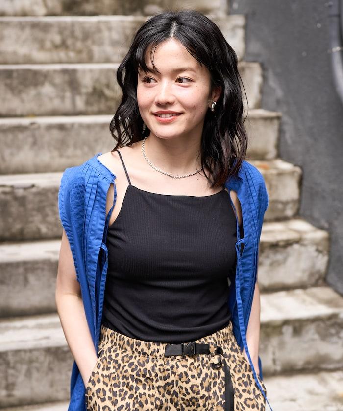 <接觸冷感/UV防護>冰夏季帶杯肋針織吊帶衫