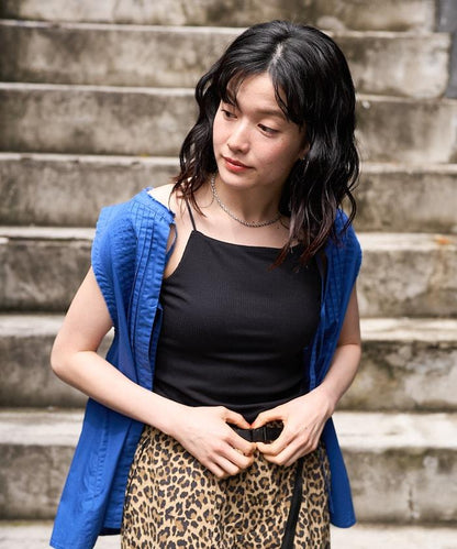 <接觸冷感/UV防護>冰夏季帶杯肋針織吊帶衫