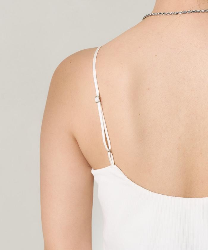 <接觸冷感/UV防護>冰夏季帶杯肋針織吊帶衫