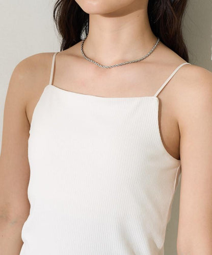 <接觸冷感/UV防護>冰夏季帶杯肋針織吊帶衫