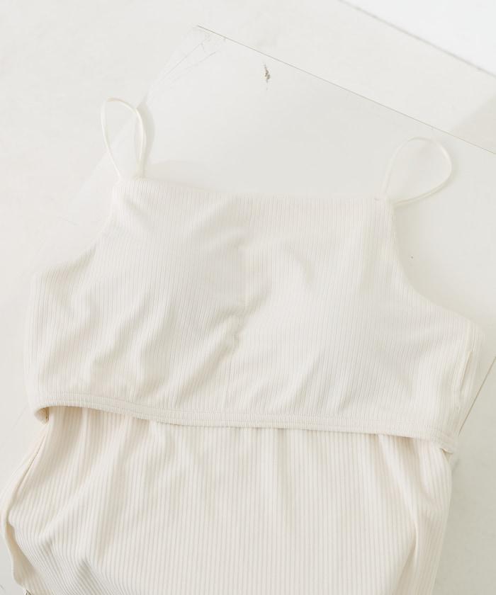 <接觸冷感/UV防護>冰夏季帶杯肋針織吊帶衫