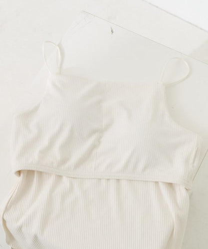 <接觸冷感/UV防護>冰夏季帶杯肋針織吊帶衫