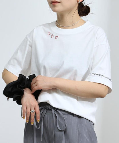 有機棉 心形 標誌刺繡T恤 / 圓領 單點標誌 刺繡短袖T恤