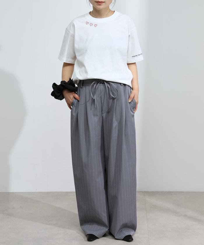 有機棉 心形 標誌刺繡T恤 / 圓領 單點標誌 刺繡短袖T恤