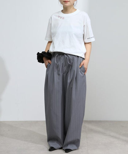 有機棉 心形 標誌刺繡T恤 / 圓領 單點標誌 刺繡短袖T恤