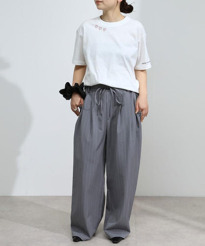 有機棉 心形 標誌刺繡T恤 / 圓領 單點標誌 刺繡短袖T恤