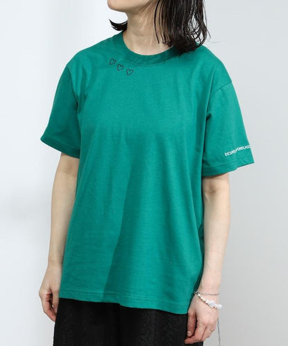 有機棉 心形 標誌刺繡T恤 / 圓領 單點標誌 刺繡短袖T恤