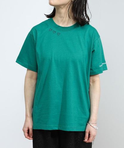 有機棉 心形 標誌刺繡T恤 / 圓領 單點標誌 刺繡短袖T恤