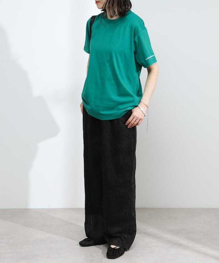 有機棉 心形 標誌刺繡T恤 / 圓領 單點標誌 刺繡短袖T恤