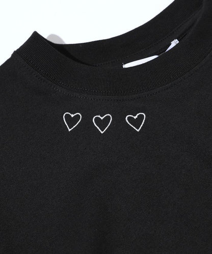 有機棉 心形 標誌刺繡T恤 / 圓領 單點標誌 刺繡短袖T恤