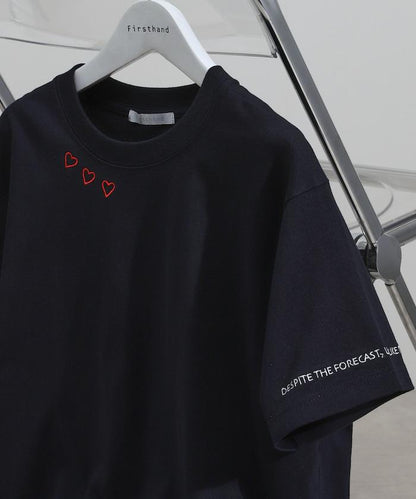 有機棉 心形 標誌刺繡T恤 / 圓領 單點標誌 刺繡短袖T恤