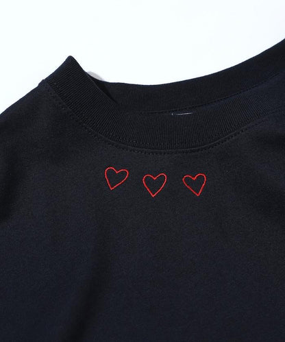 有機棉 心形 標誌刺繡T恤 / 圓領 單點標誌 刺繡短袖T恤