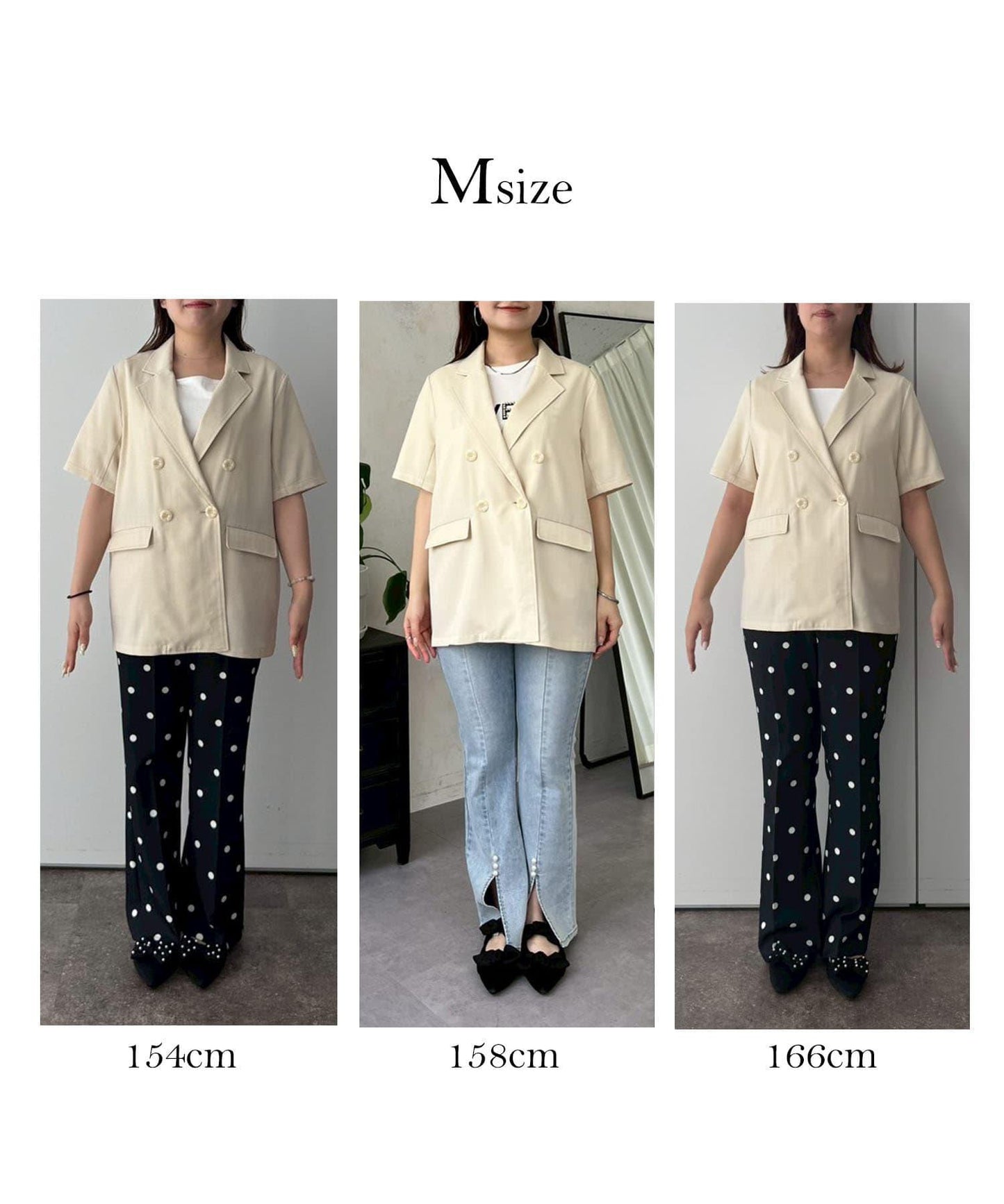 亞麻觸感W鈕釦短袖夾克