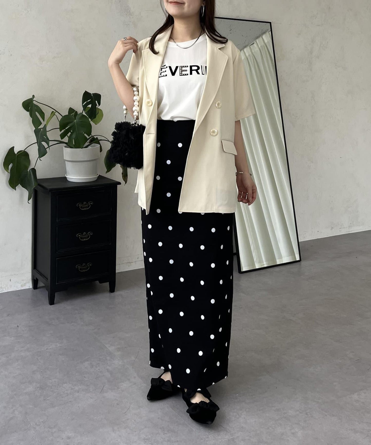 亞麻觸感W鈕釦短袖夾克