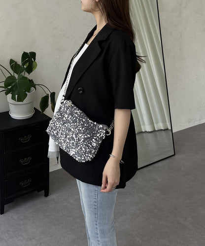 亞麻觸感W鈕釦短袖夾克