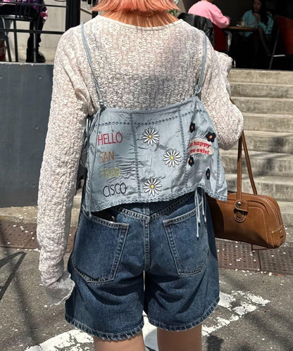 【HELLO.SANFRANCISCO/哈羅舊金山】原刺繡緞面吊帶