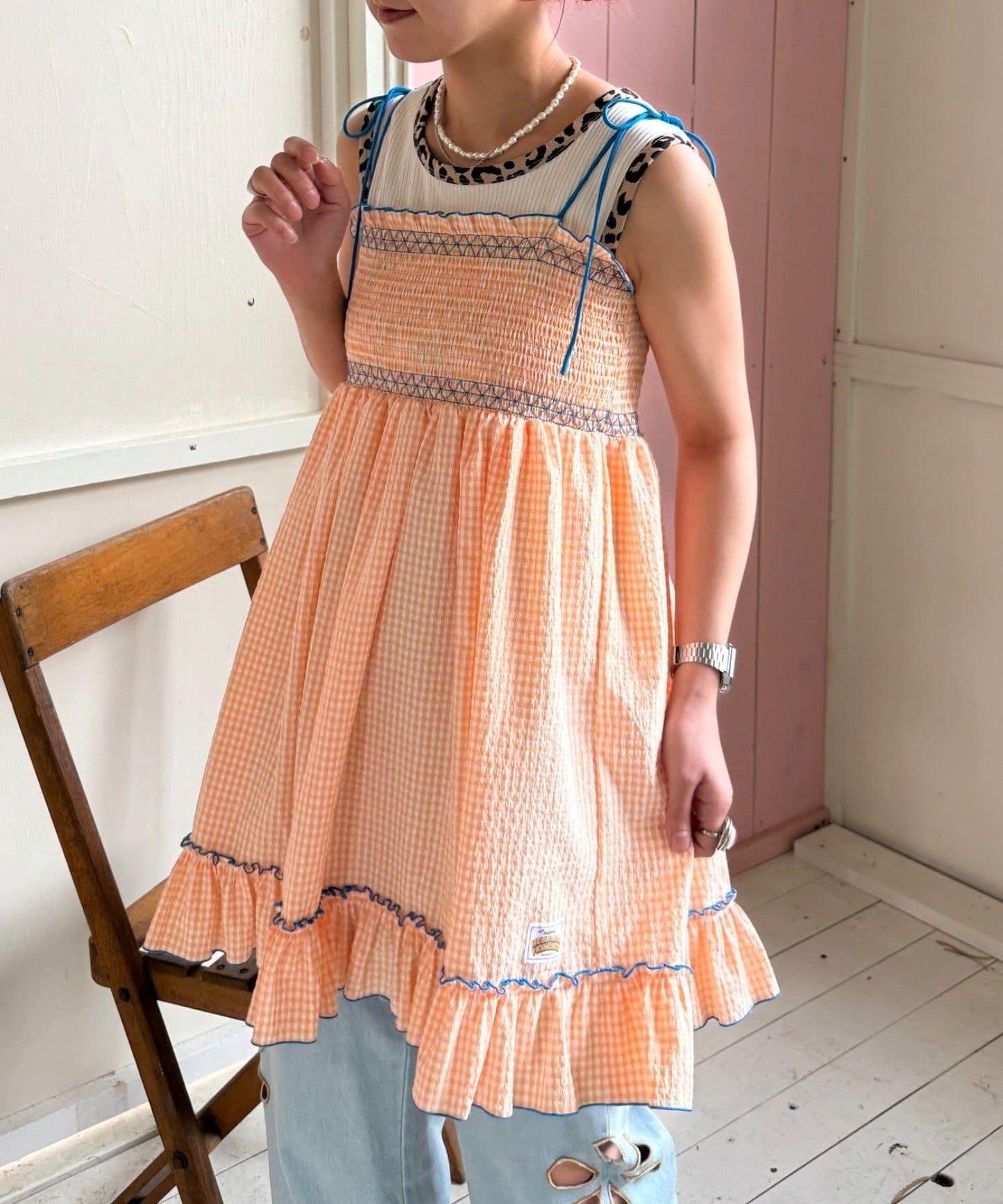 【HELLO.SANFRANCISCO】2WAY綁帶抽褶連衣裙露肩連衣裙