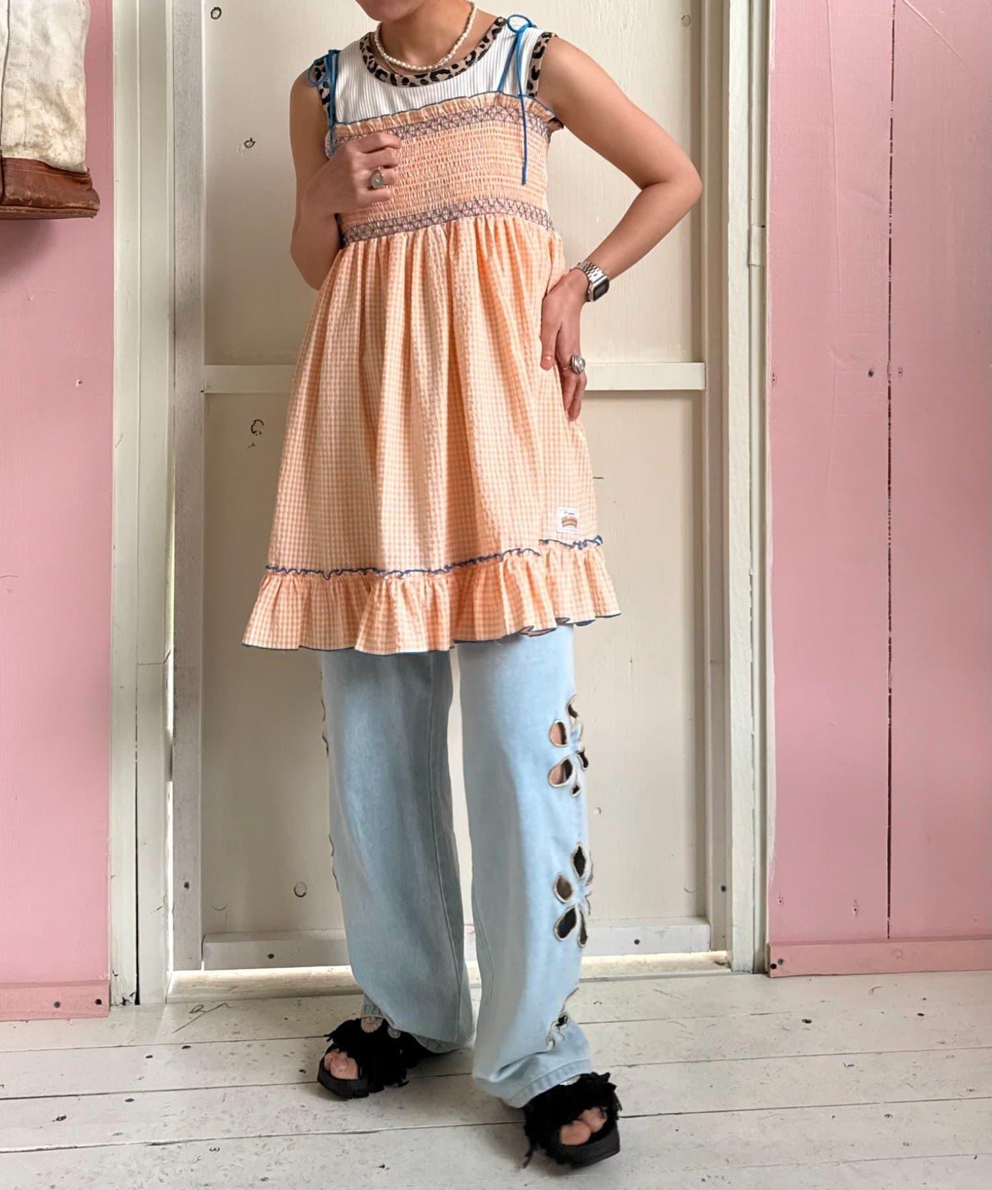 【HELLO.SANFRANCISCO】2WAY綁帶抽褶連衣裙露肩連衣裙