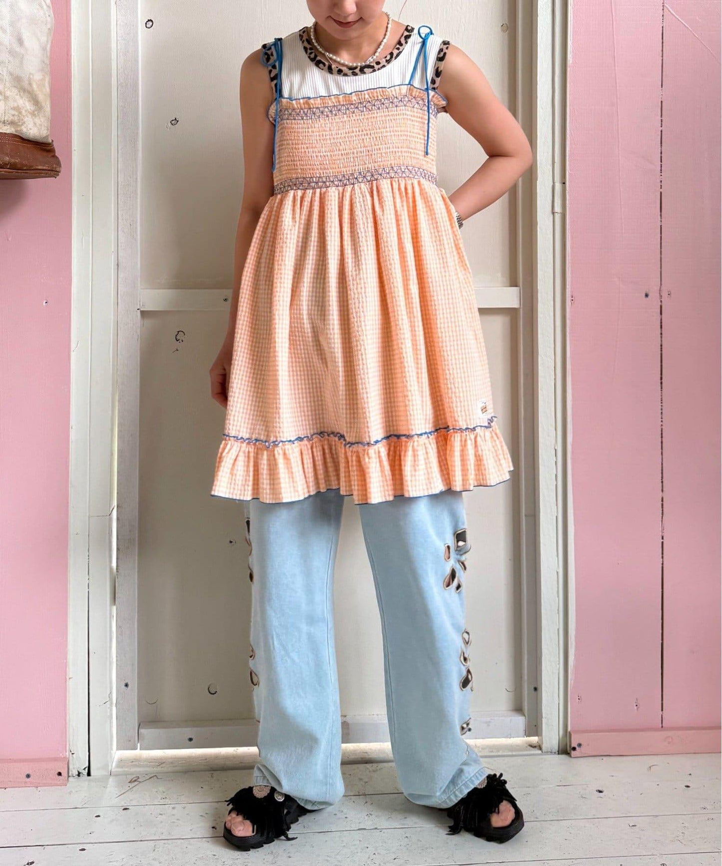 【HELLO.SANFRANCISCO】2WAY綁帶抽褶連衣裙露肩連衣裙