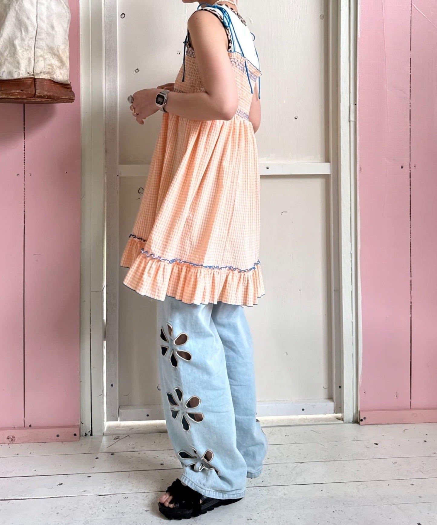 【HELLO.SANFRANCISCO】2WAY綁帶抽褶連衣裙露肩連衣裙