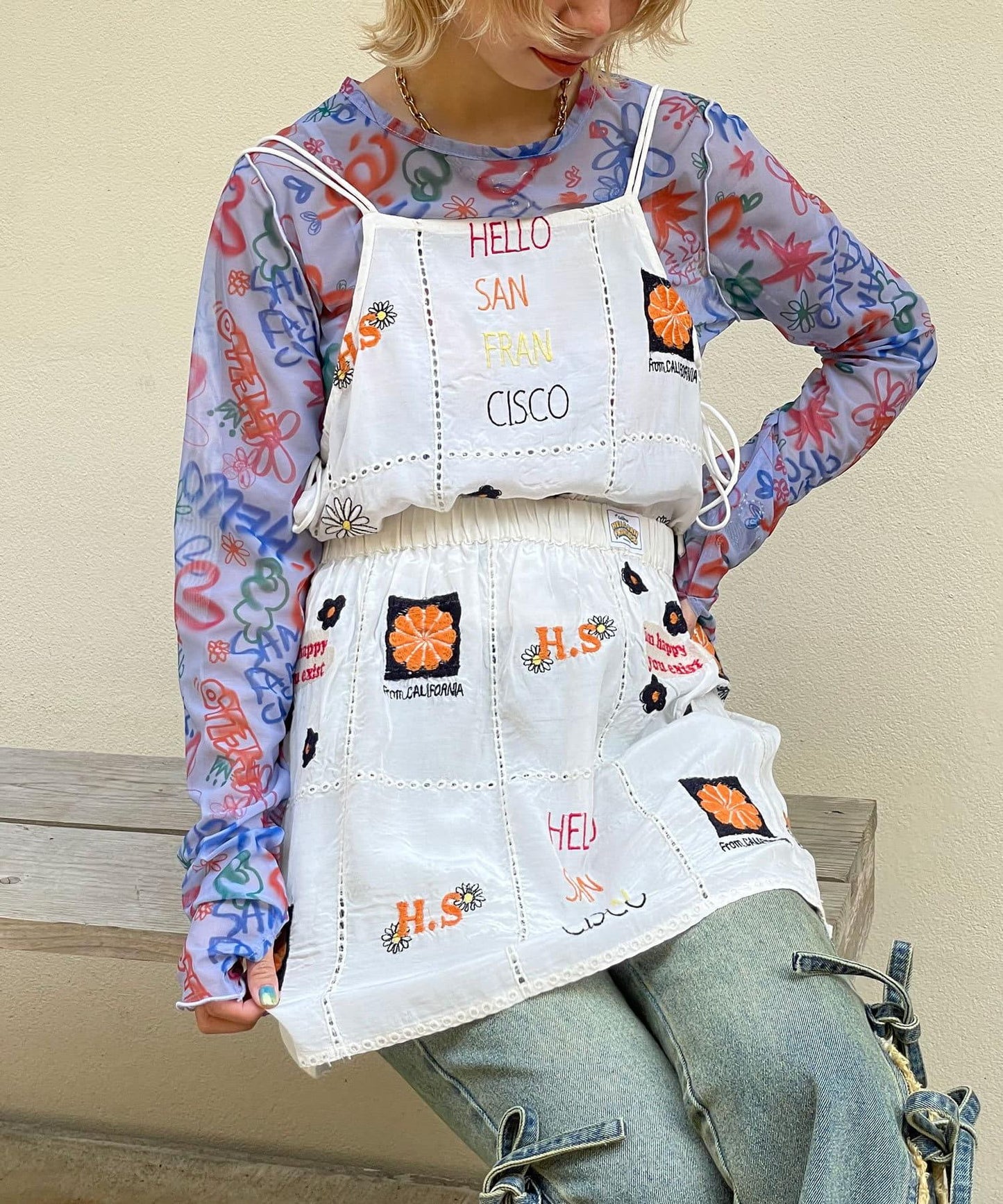 5/1(星期四)10:00～開始【HELLO.SANFRANCISCO/你好，舊金山】印度原刺繡緞面吊帶衫