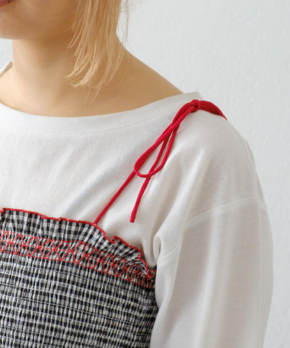 【HELLO.SANFRANCISCO】2WAY綁帶抽褶連衣裙露肩連衣裙