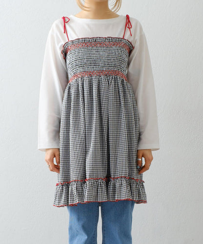 【HELLO.SANFRANCISCO】2WAY綁帶抽褶連衣裙露肩連衣裙