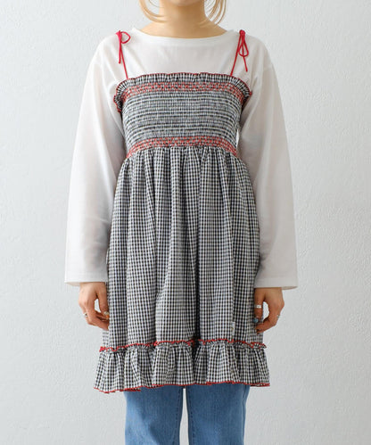 【HELLO.SANFRANCISCO】2WAY綁帶抽褶連衣裙露肩連衣裙