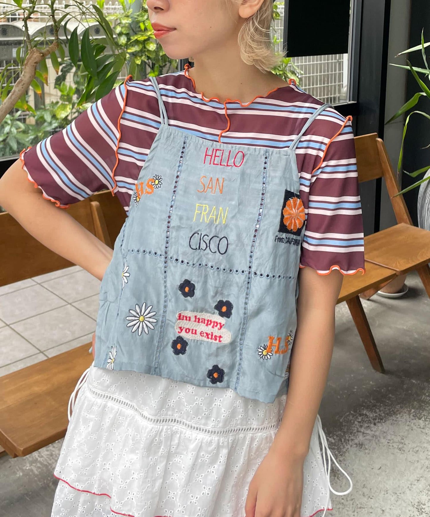 5/1(星期四)10:00～開始【HELLO.SANFRANCISCO/你好，舊金山】印度原刺繡緞面吊帶衫