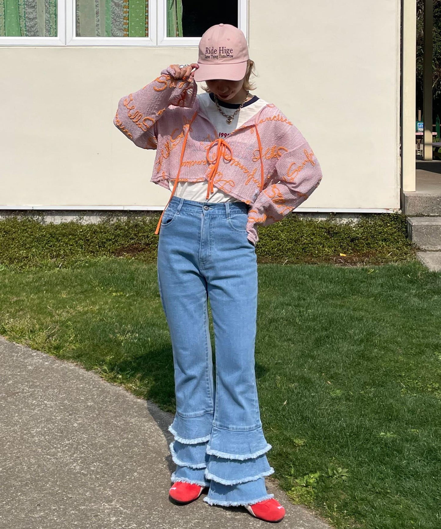 5/1（星期四）10:00開始【HELLO.SANFRANCISCO/你好，舊金山】下襬荷葉邊喇叭牛仔褲