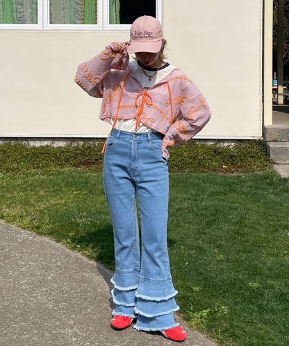 5/1（星期四）10:00開始【HELLO.SANFRANCISCO/你好，舊金山】下襬荷葉邊喇叭牛仔褲