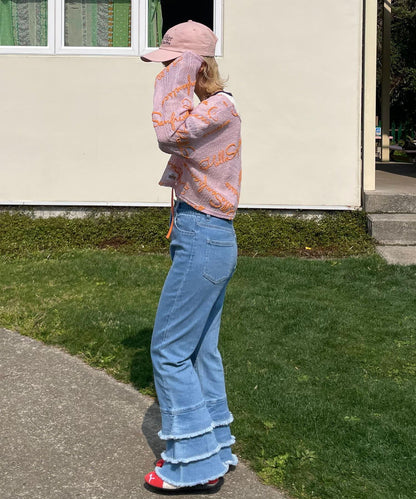 5/1（星期四）10:00開始【HELLO.SANFRANCISCO/你好，舊金山】下襬荷葉邊喇叭牛仔褲