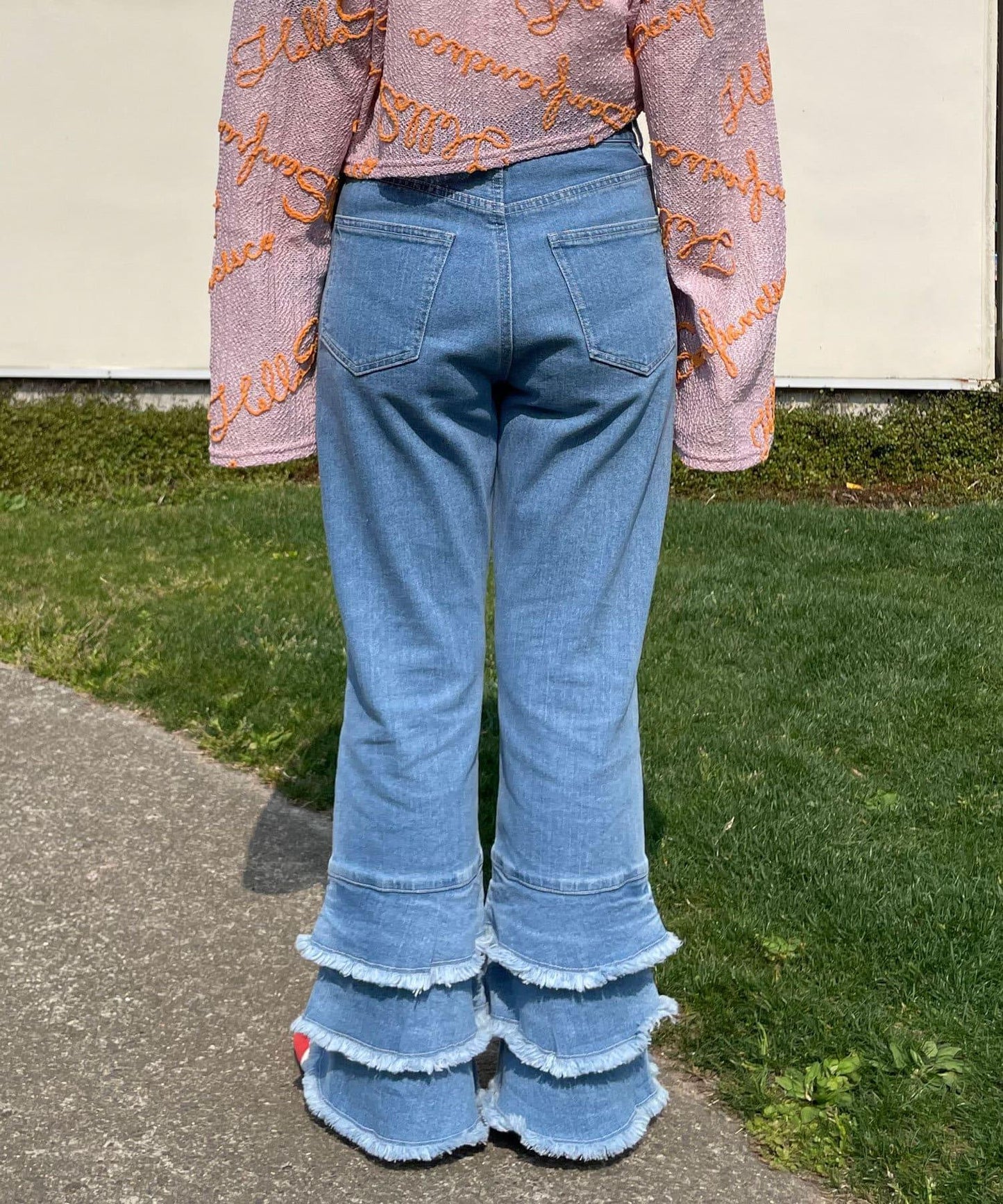 5/1（星期四）10:00開始【HELLO.SANFRANCISCO/你好，舊金山】下襬荷葉邊喇叭牛仔褲