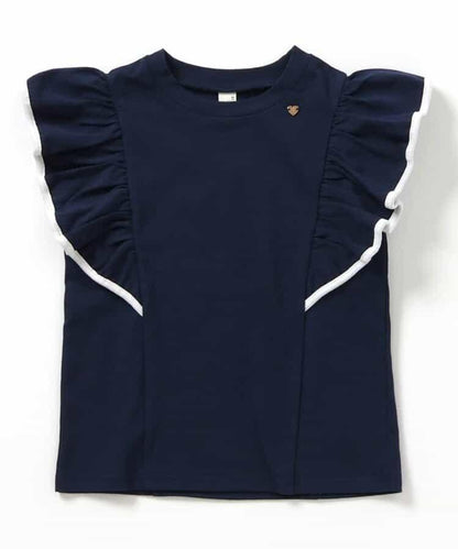 荷葉邊拼接上衣