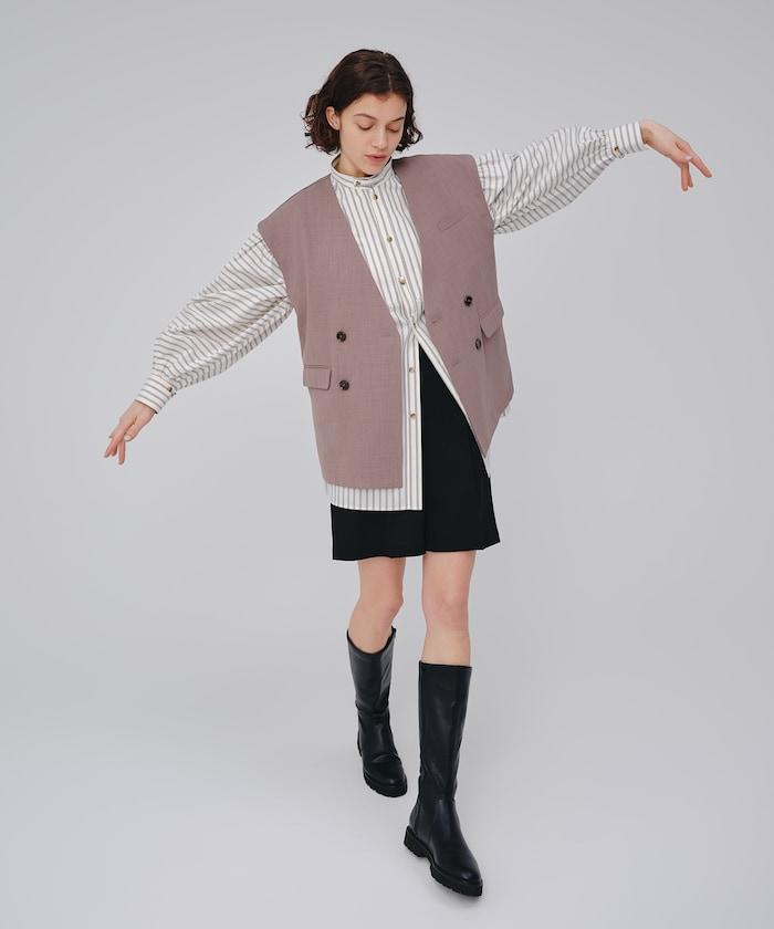 接觸冷感/UV 亞麻觸感 雙層背心＜套裝搭配適用＞