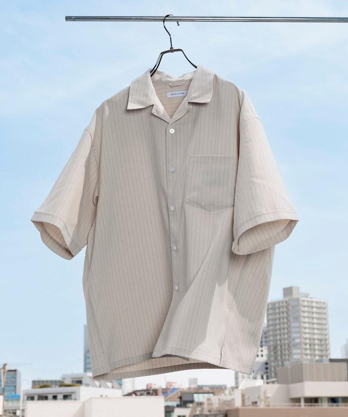 Reflax 功能性材料 輕鬆合身 條紋 開領襯衫 短袖