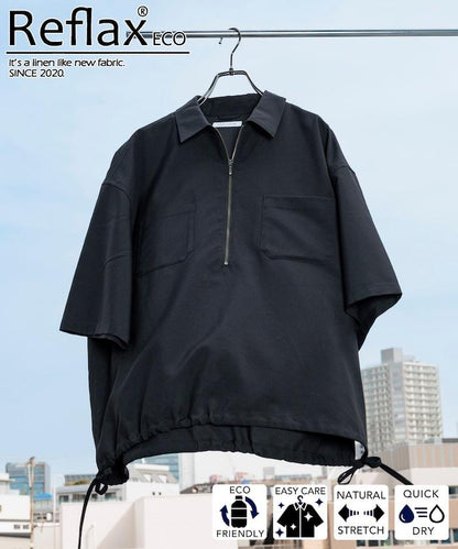 Reflax 功能性材料 輕鬆合身 半拉鍊襯衫 短袖