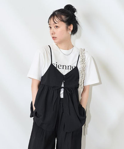 <接觸冷感> 帶蝴蝶結的吊帶背心套裝
