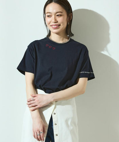 有機棉 心形 標誌刺繡T恤 / 圓領 單點標誌 刺繡短袖T恤