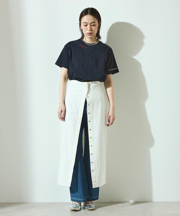 有機棉 心形 標誌刺繡T恤 / 圓領 單點標誌 刺繡短袖T恤