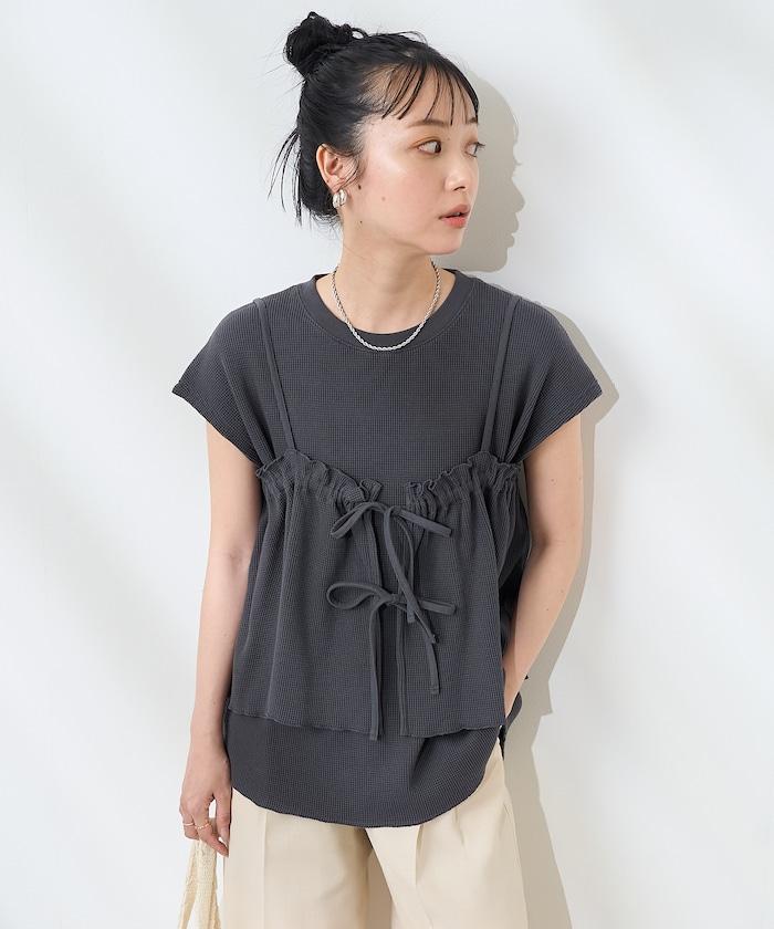 華夫餅 法式寬鬆袖 胸衣套裝
