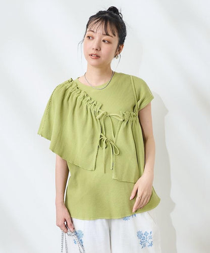 華夫餅 法式寬鬆袖 胸衣套裝