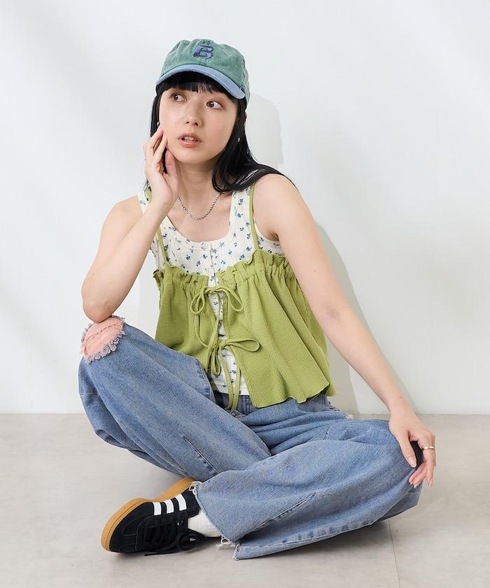 華夫餅 法式寬鬆袖 胸衣套裝