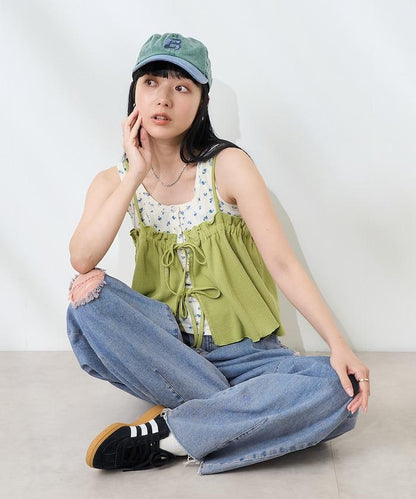 華夫餅 法式寬鬆袖 胸衣套裝