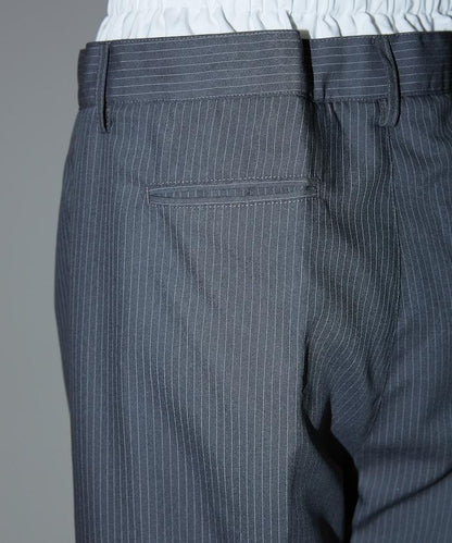 細條紋 雙高腰 雙褶 寬鬆褲