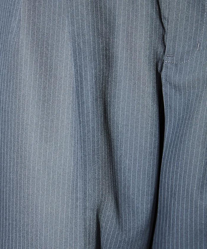 細條紋 雙高腰 雙褶 寬鬆褲