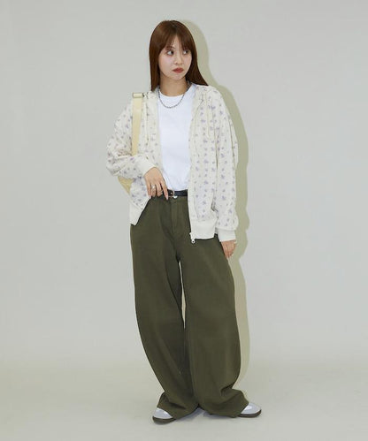 華夫格花紋雙拉鍊帽衫